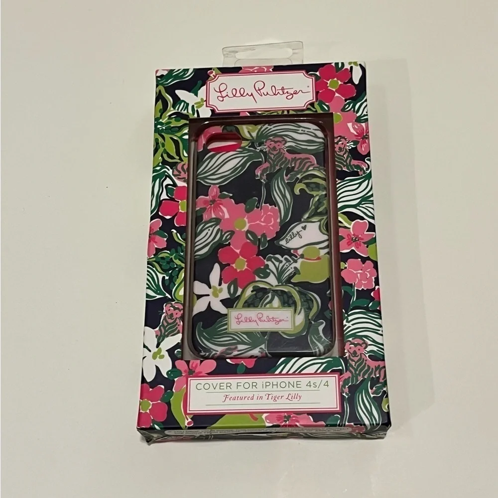 NIB Lilly Pulitzer Phone Case cover for IPhone 4 or 4S. Black, pink, red green